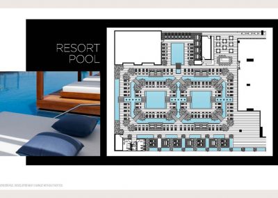 Architectural illustration of Legacy Hotel & Residences' resort pool aquatic experiences.