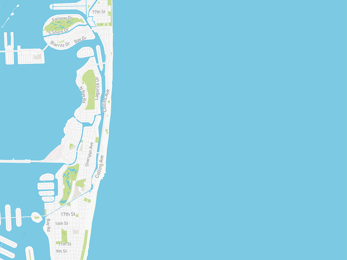 Map illustration of Miami Beach, Florida.