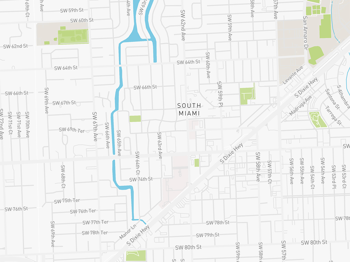 Map illustration of South Miami, Florida.