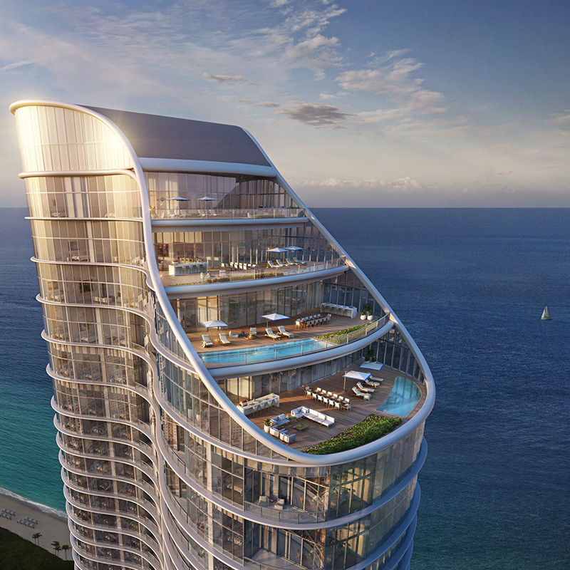 View of the penthouses at The Ritz-Carlton Sunny Isles Beach.